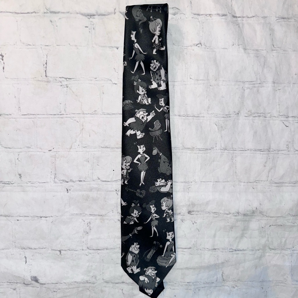 NOS 1990s Ralph Marlin Black/White Flintstones Cartoon Graphic Men’s Neck Tie